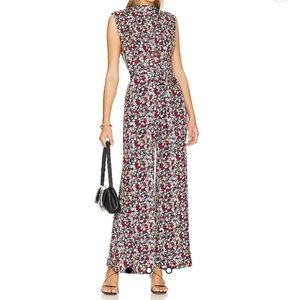 NWT! Free People Vibe Check One Piece Black Ditsy Shell Jumpsuit Floral XS